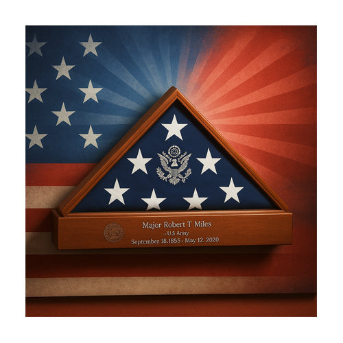 Large American Flag Case Pedestal, Burial Flag Display Case