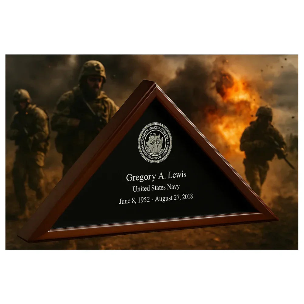 Personalized Flag Display Case for Military Casket Flag, Burial Flag Display Box with Engraving