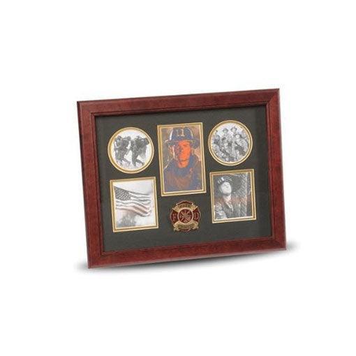 5 Picture Collage Frame Firefighter Medallion - Flags Connections