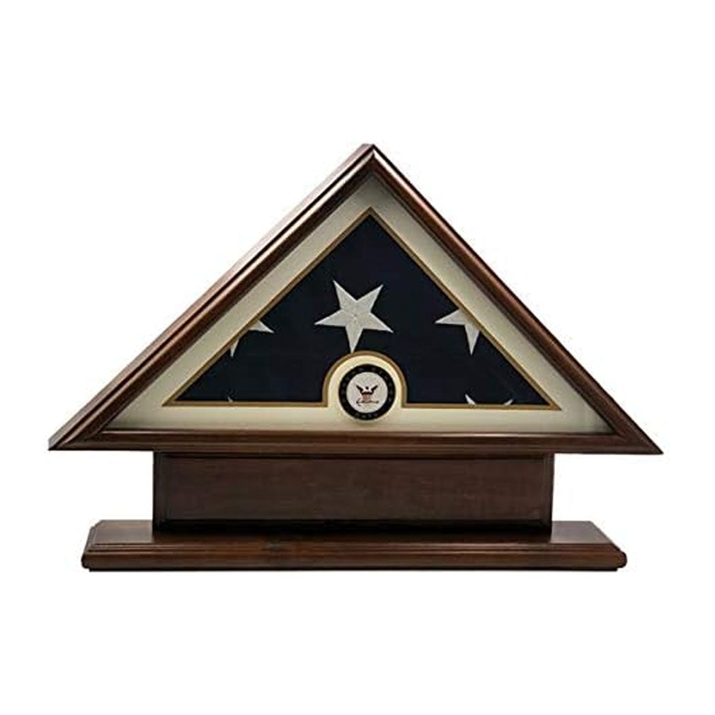 5x9 Navy Flag Display Case, Navy Burial Flag Display Case, 5'x9' Flag Case for Navy Veteran, Solid Wood Flag Display Case for Navy, U.S. Navy Veteran Flag Case