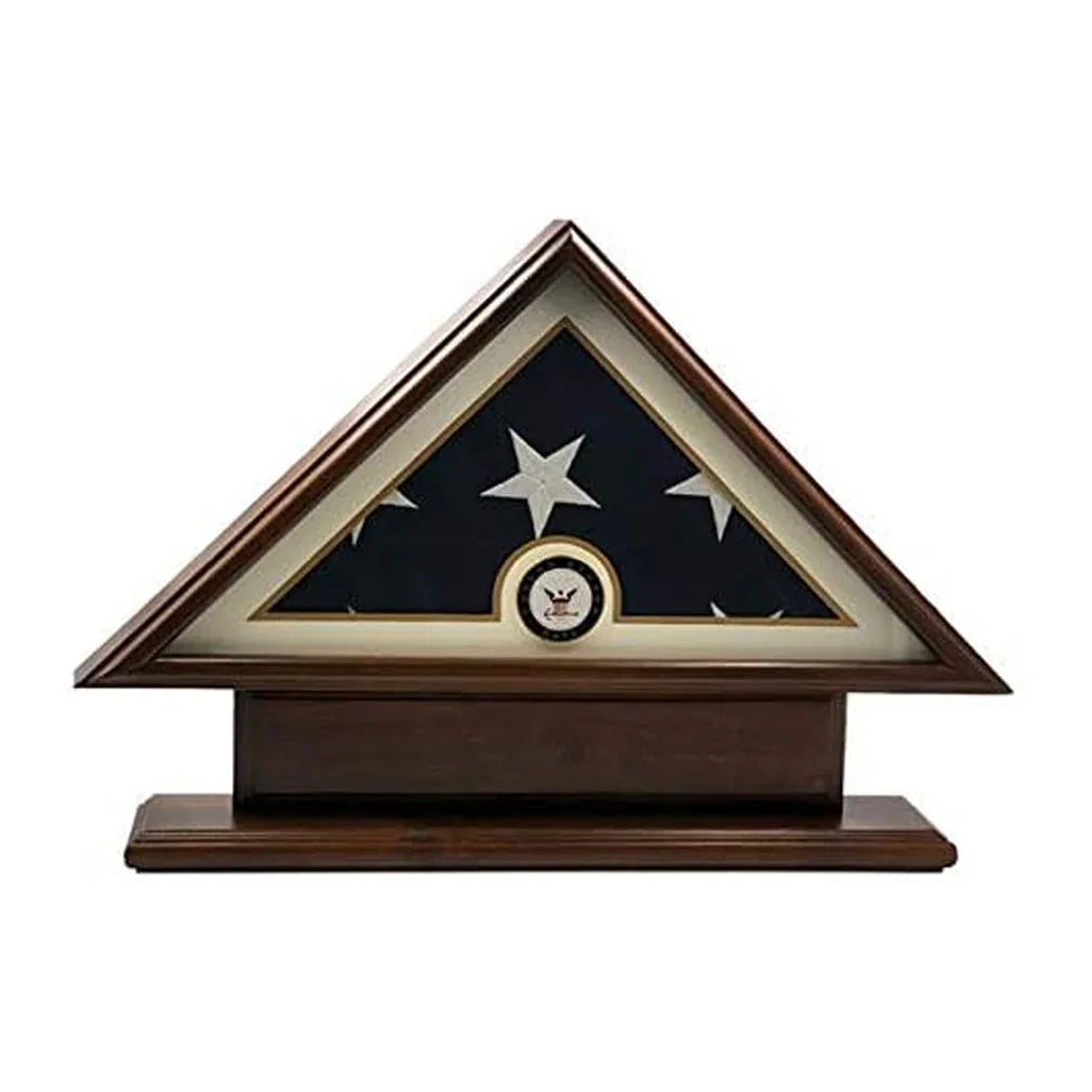 5x9 Navy Flag Display Case, Navy Burial Flag Display Case, 5'x9' Flag Case for Navy Veteran, Solid Wood Flag Display Case for Navy, U.S. Navy Veteran Flag Case