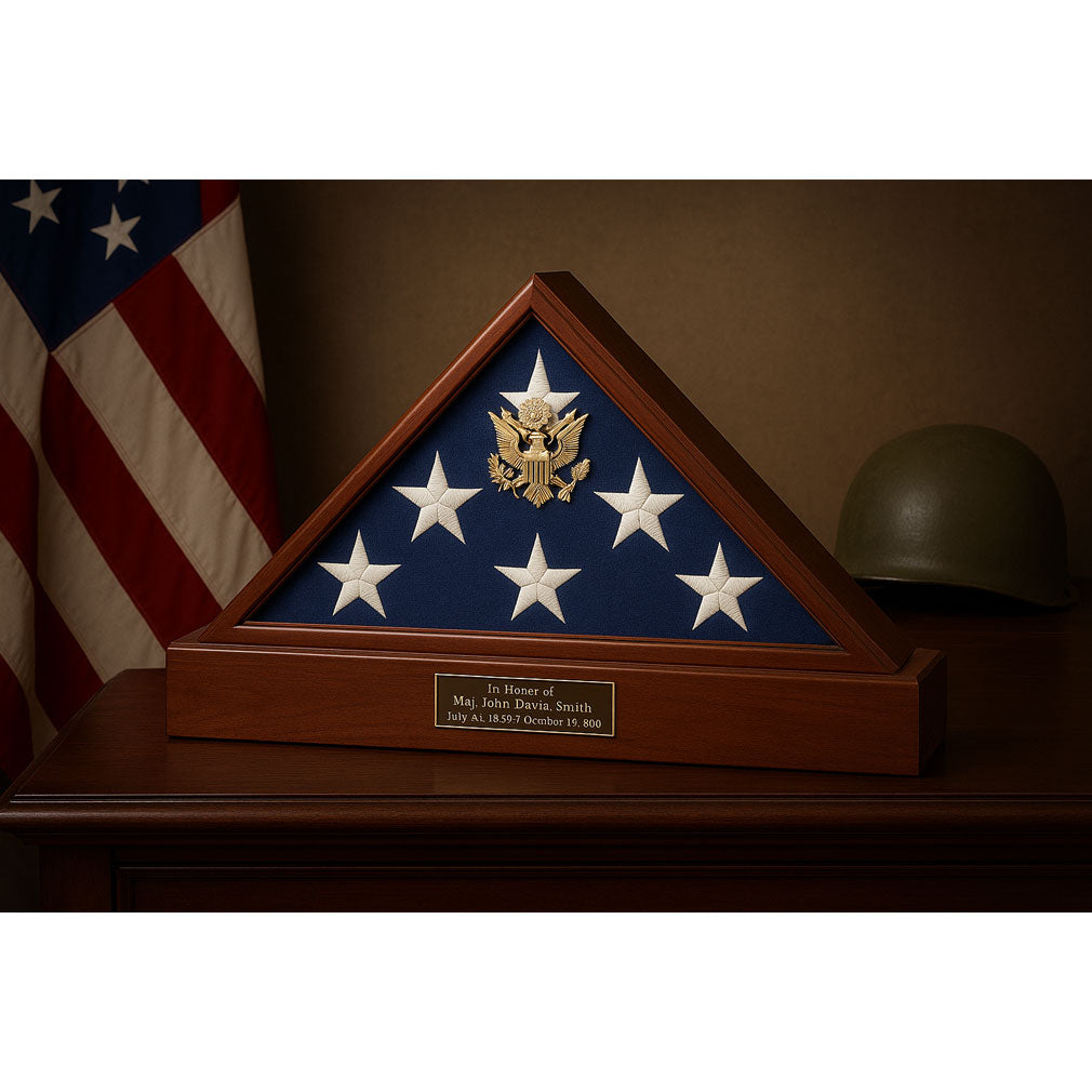 American Burial Flag Box, American Flag Display Case, Burial Flag Display Case, Military Burial Flag Box, Veteran Flag Display Case, Flag Box for Burial Flag, American Flag Shadow Box, Military funeral flag case, American flag box for veterans, Memorial flag case made in USA, Triangular flag display case for folded flag, Patriotic flag display shadow box, Keepsake flag box for fallen heroes, Wall-mountable burial flag display frame