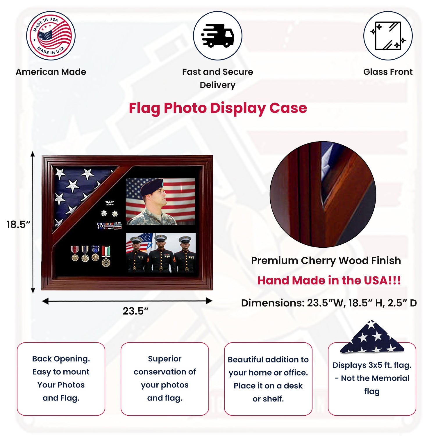 flag photo display case, flag and photo display case, military flag and photo frame, burial flag photo display case, veteran flag photo frame, flag display case with photo insert, American flag photo shadow box