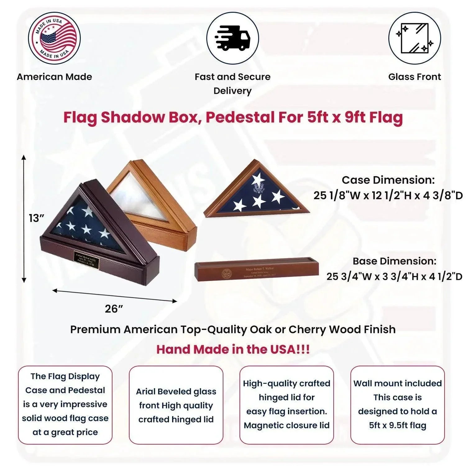 Flag Shadow Box, Pedestal For 5ft x 9ft Flag
