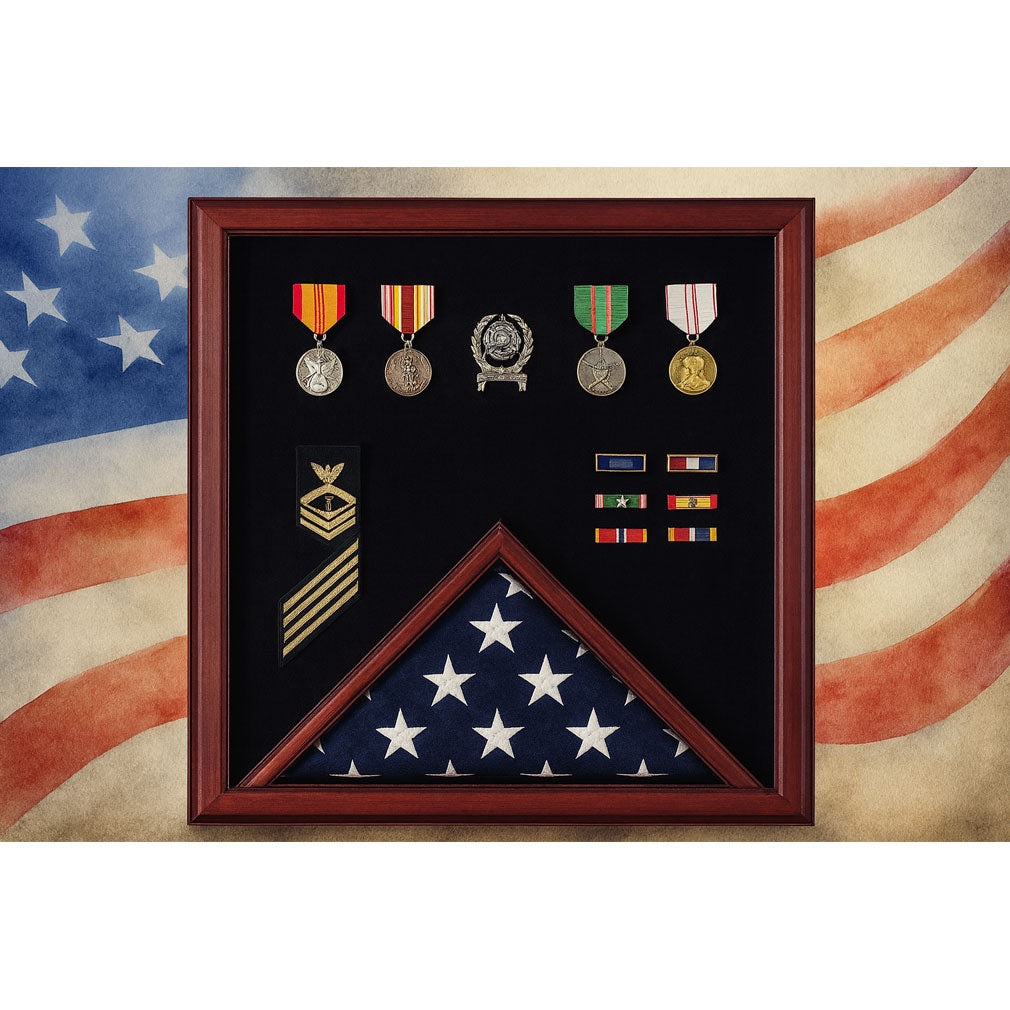 Flag and Medal Display Case, Flag and Medal Shadow Box, Military Flag and Medal Display Case, Flag Medal Holder, Flag Display Case with Medal Rack, American Flag and Medal Display Case, Military Flag Medal Shadow Box, Flag and Award Display Case, Flag Certificate and Medal Display, Triangular Flag Display Case with Medals, Veteran Flag and Medal Display Case, Wood Flag and Medal Shadow Box, Burial Flag and Medal Display Case, Military Keepsake Display Case