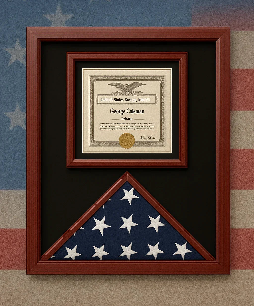 Award flag display case, Military award flag case, Flag and award display box, Veteran award flag shadow box, American flag award display case