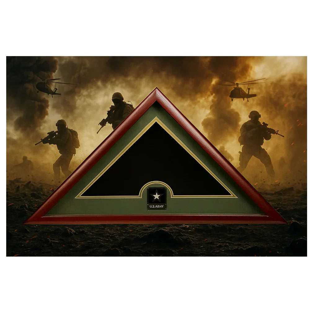 Go Army flag display case, military flag display for Army veteran, Army tribute flag case