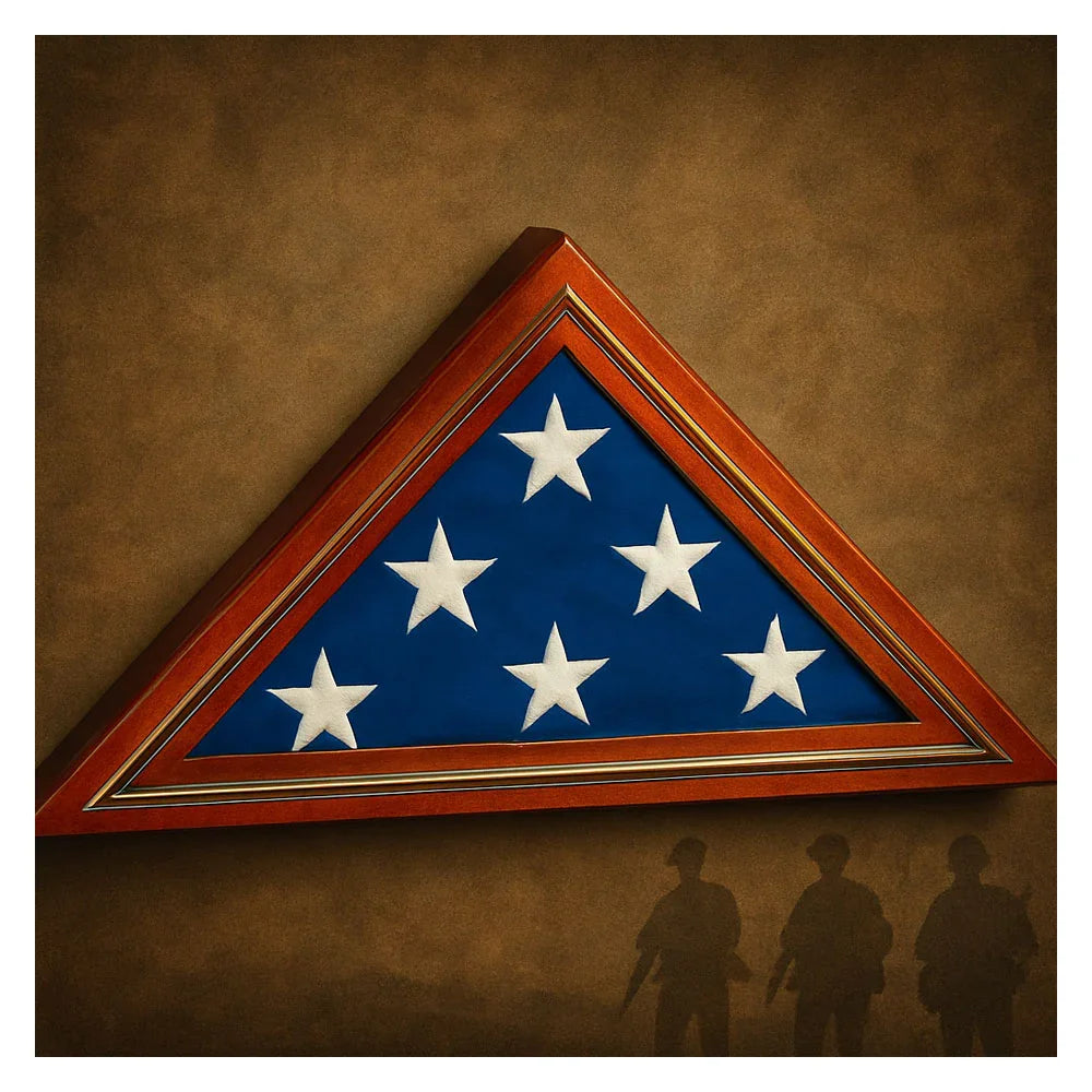 Gold Trim Large Flag Display Case