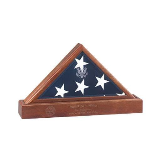 American Flag Cases- Large American Flag Case Pedestal For 5 x 9.5 Flag, Cherry Wood - Flags Connections