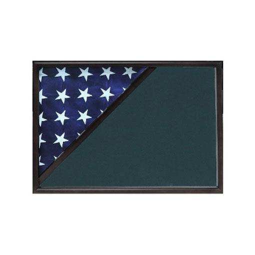 Black Shadow box to hold a 3X5 flag with 8.5x11 certificate