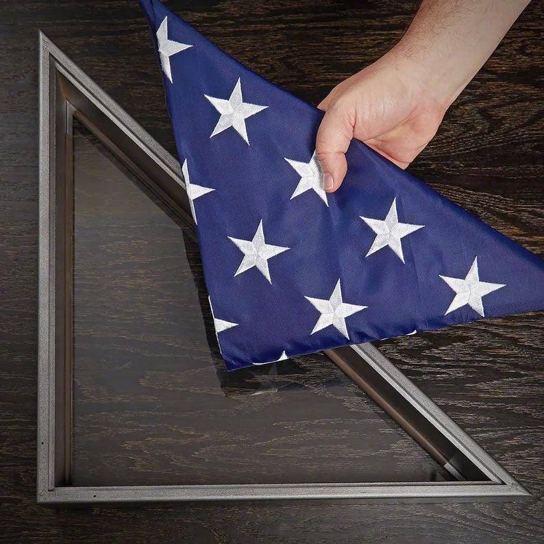 Cherry Wood Large American Burial Flag Box | Large Coffin Flag Display Case | Military Shadow Box | 5x9.5 Flag Case I Burial Flag | Hold Large Burial Flag | - Flags Connections