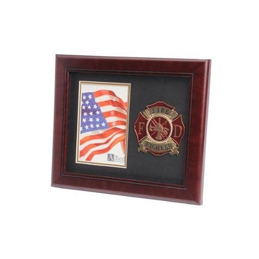 Firefighter Medallion Portrait Picture Frame - Flags Connections