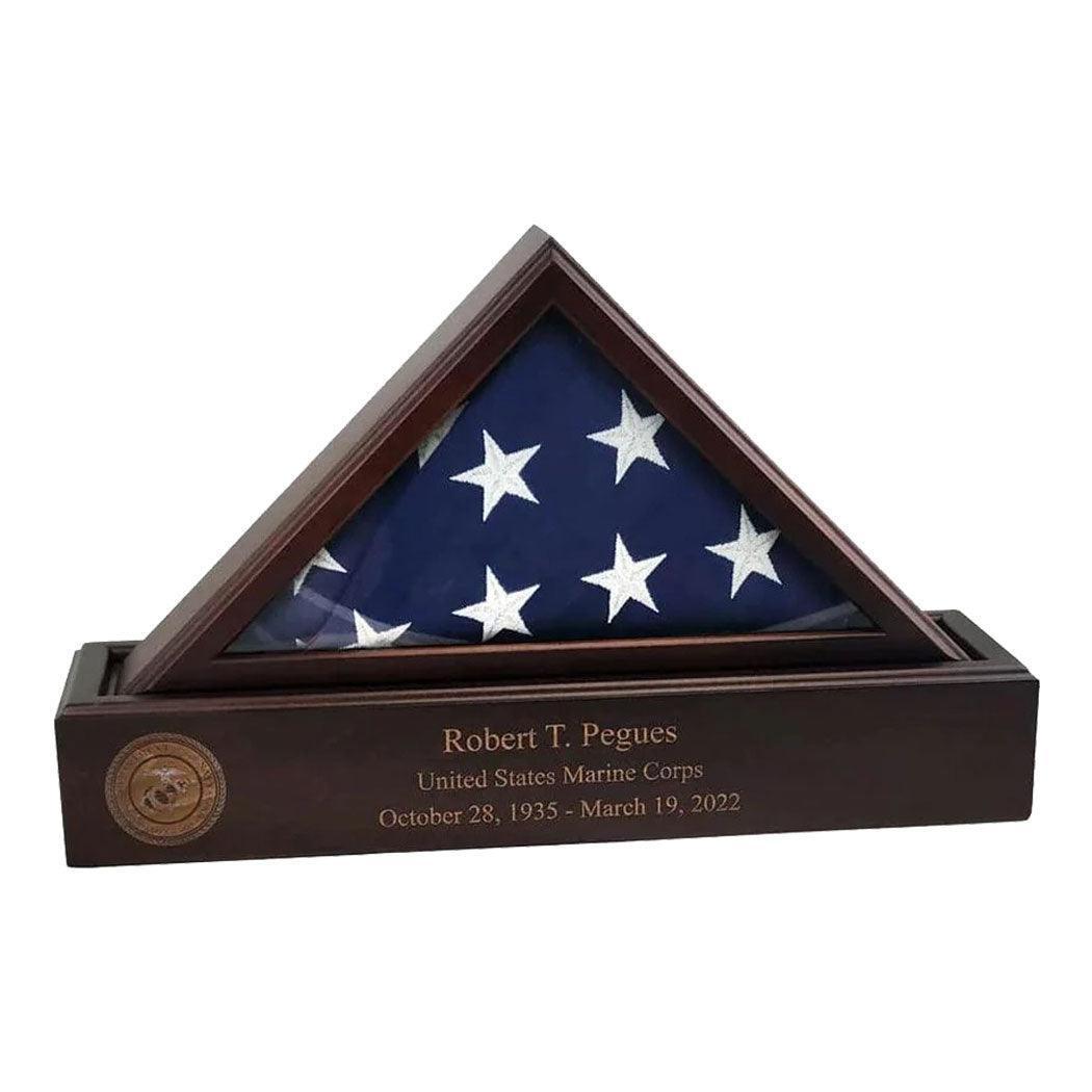 Flag and Personalized Pedestal Display Case - for 3' x 5' Capitol Flag