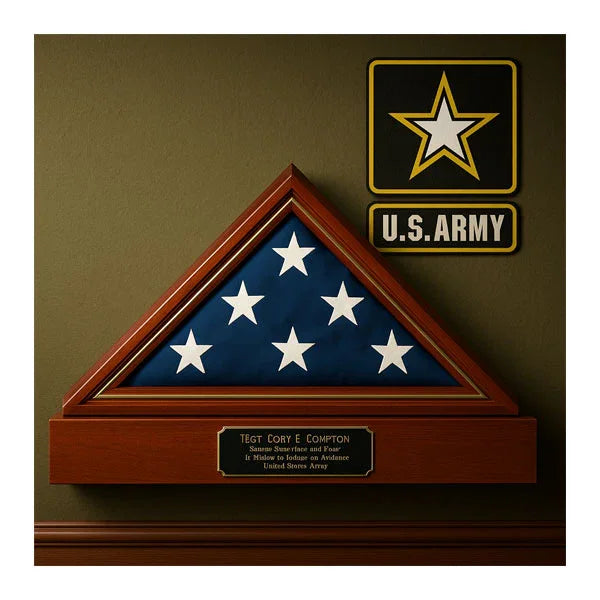 Large Flag Display case with a Gold Trim