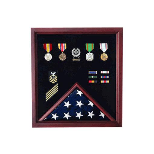 Medal and Flag Display Case - Cherry Medal and Flag Display - Flags Connections