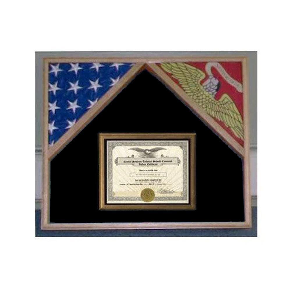 Military Flag Case For 2 Flags and Certificate Display Case