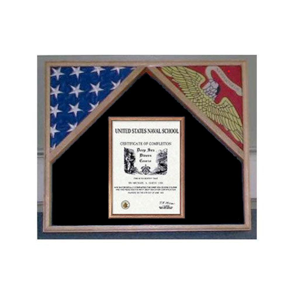 Military Flag Case For 2 Flags and Certificate Display Case