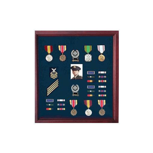 Officers Medal Display Case Plus Photo shadowbox, Military Frame - Flags Connections