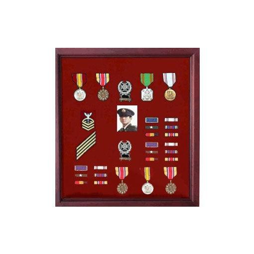 Officers Medal Display Case Plus Photo shadowbox, Military Frame - Flags Connections