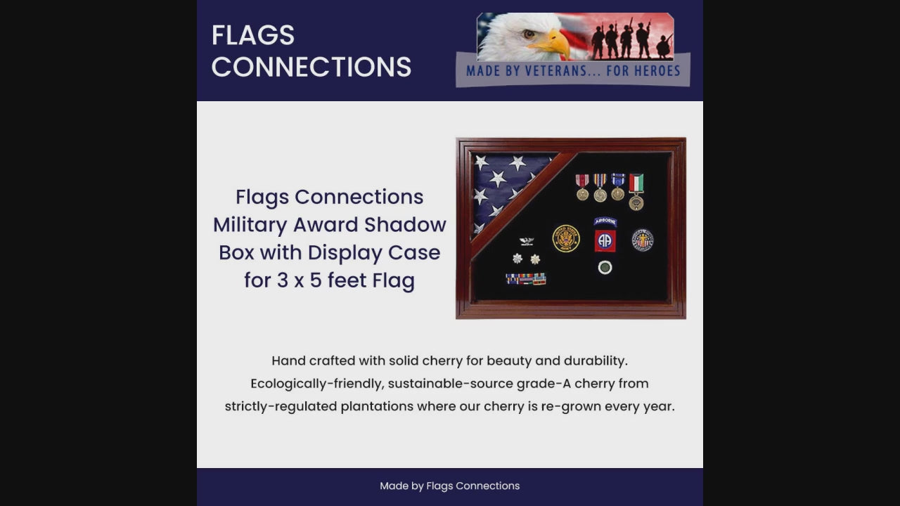 Corner flag and medal Display case, Military Flag and medal displays, Military flag and medal frames