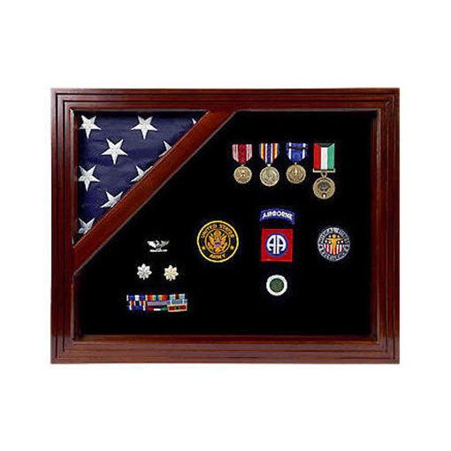 Shadow box to hold a 5’ x 9.5’ flag, Cherry Finish - Flags Connections