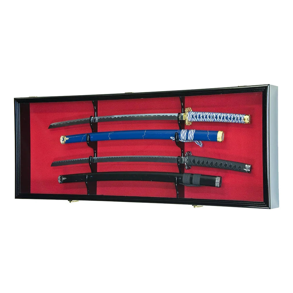2 Sword Display Case Cabinet Stand Holder Wall Rack Box - Lockable w/ 98% UV Protection 2 Sword Display Case Cabinet Stand Holder Wall Rack Box