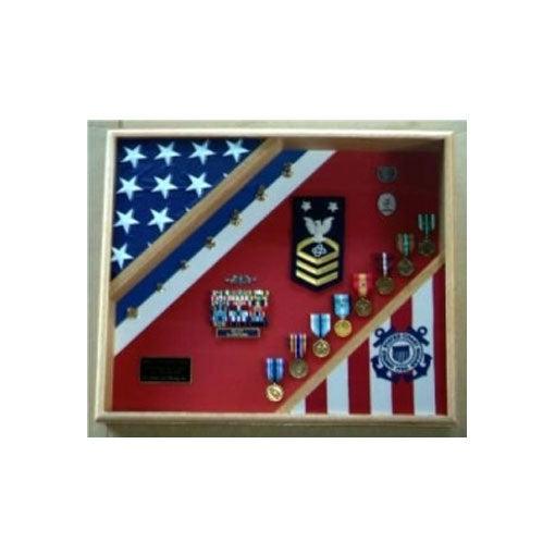 USCG Cutter Shadow Box, USCG flag and medal display frame - Flags Connections
