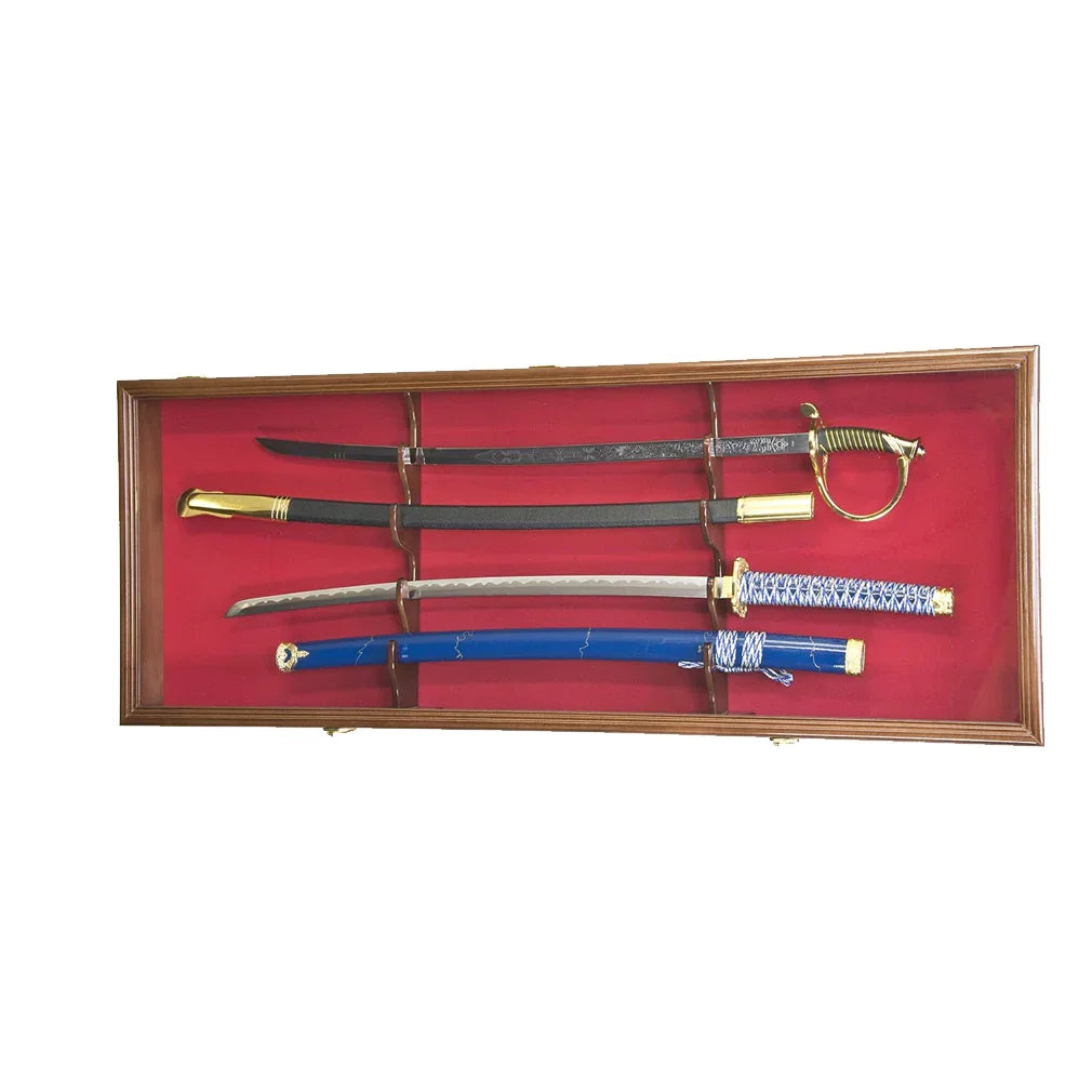 2 Sword Display Case Cabinet Stand Holder Wall Rack Box - Lockable w/ 98% UV Protection 2 Sword Display Case Cabinet Stand Holder Wall Rack Box