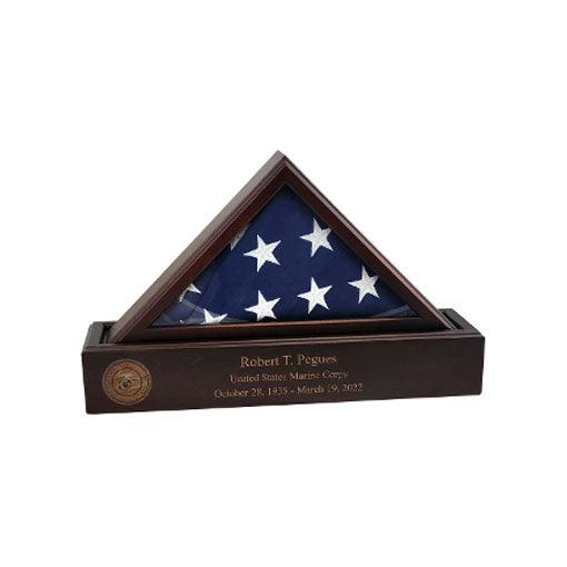 Flag and Personalized Pedestal Display Case - for 3 x 5 flag - Flags Connections