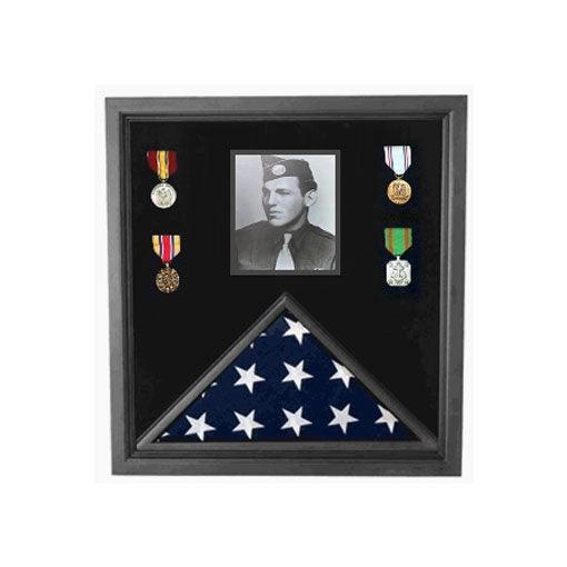 Military Photo Flag and Medal Display Case