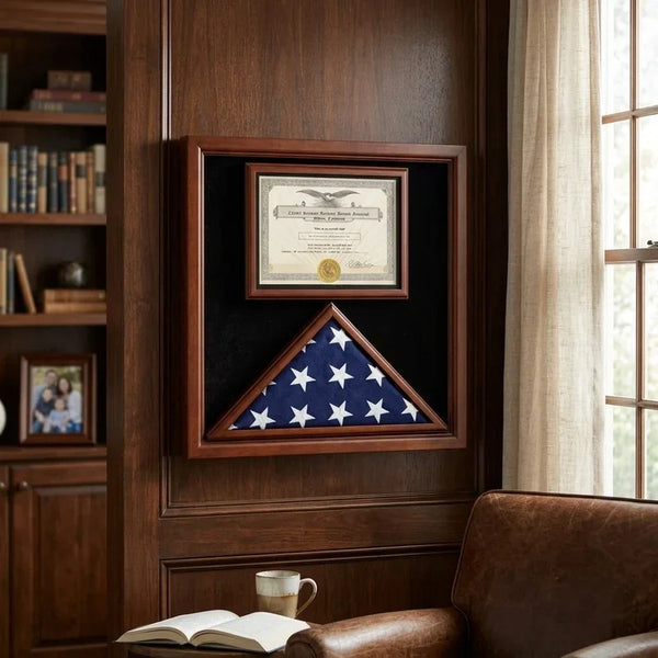 Best Award and American Flag Display Case for Military and Veteran Mem ...