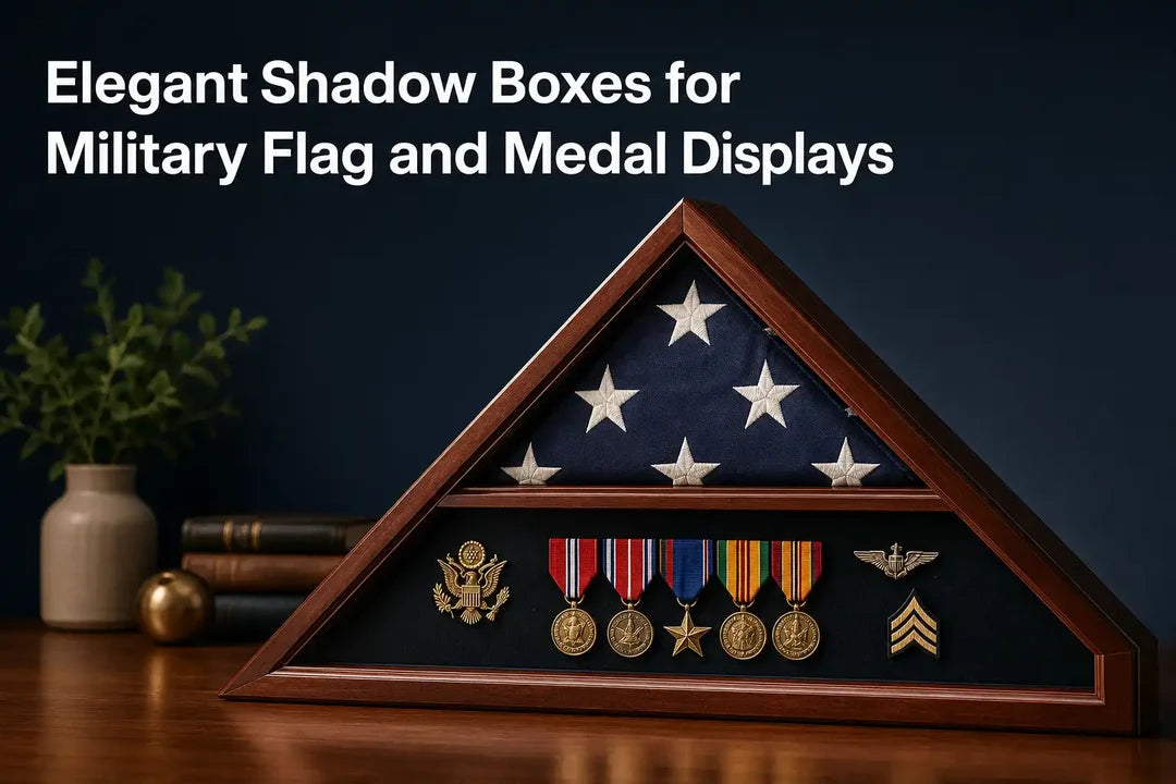 Elegant Shadow Boxes for Military Flag and Medal Displays