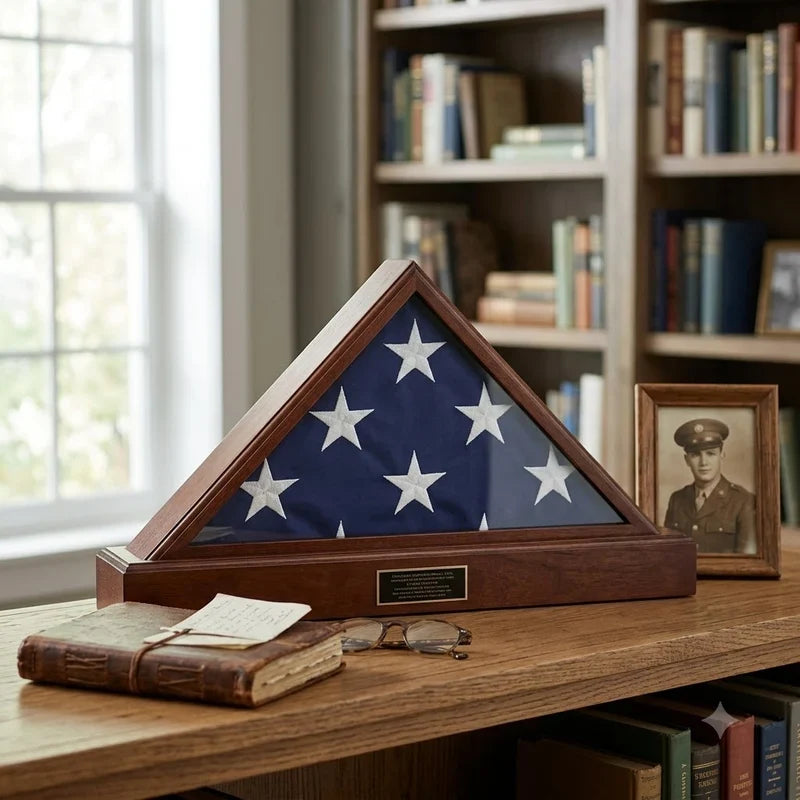 Best Cherry Military Flag Case and Pedestal Urn for a Veteran Memorial
