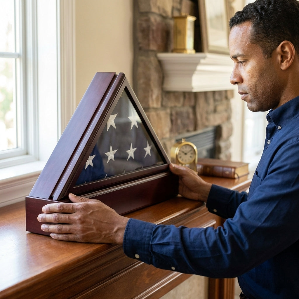 American Made Wooden Flag Cases, American Made Flag Display Case