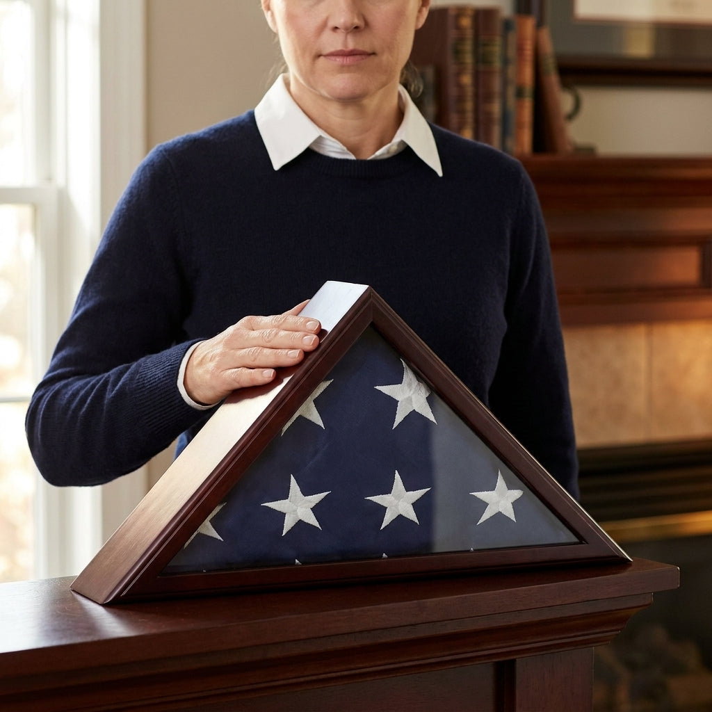 American craftsmanship, Flag preservation display, Durable wooden flag case