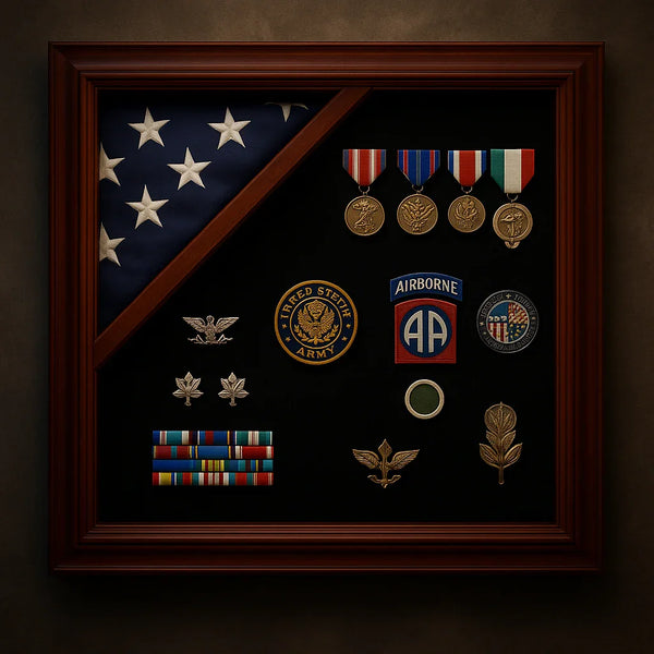 Officer Flag and Medal Corner Flag Display Case – A Distinguished Trib ...