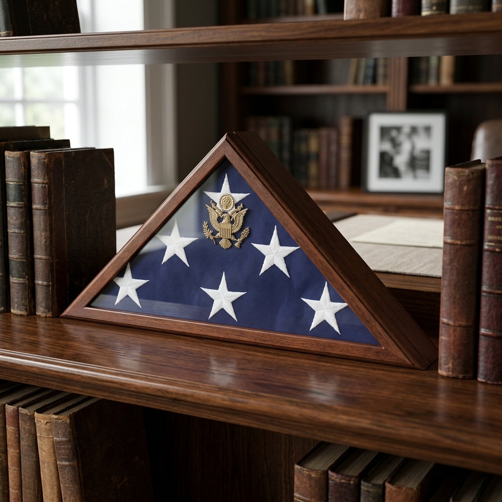 Burial Flag Display Case, Cherry Burial Flag Display Case, Cherry Flag Case Pedestal