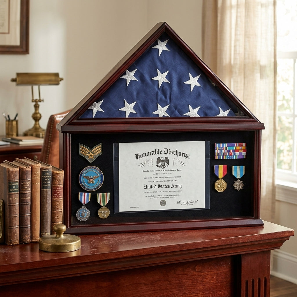 Funeral Flag Display Case, Military Shadow Box, Burial Flag Display Case, American Flag Display Case