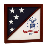 2 Flags Display Case Air Force and American, Air Force and American Flag Display Case, Dual Flag Case Air Force, Air Force Military Flag Shadow Box, USAF and American Flag Display Case, Two Flag Display Case for Air Force Veteran, Air Force Flag and US Flag Case, Air Force Retirement Flag Case
