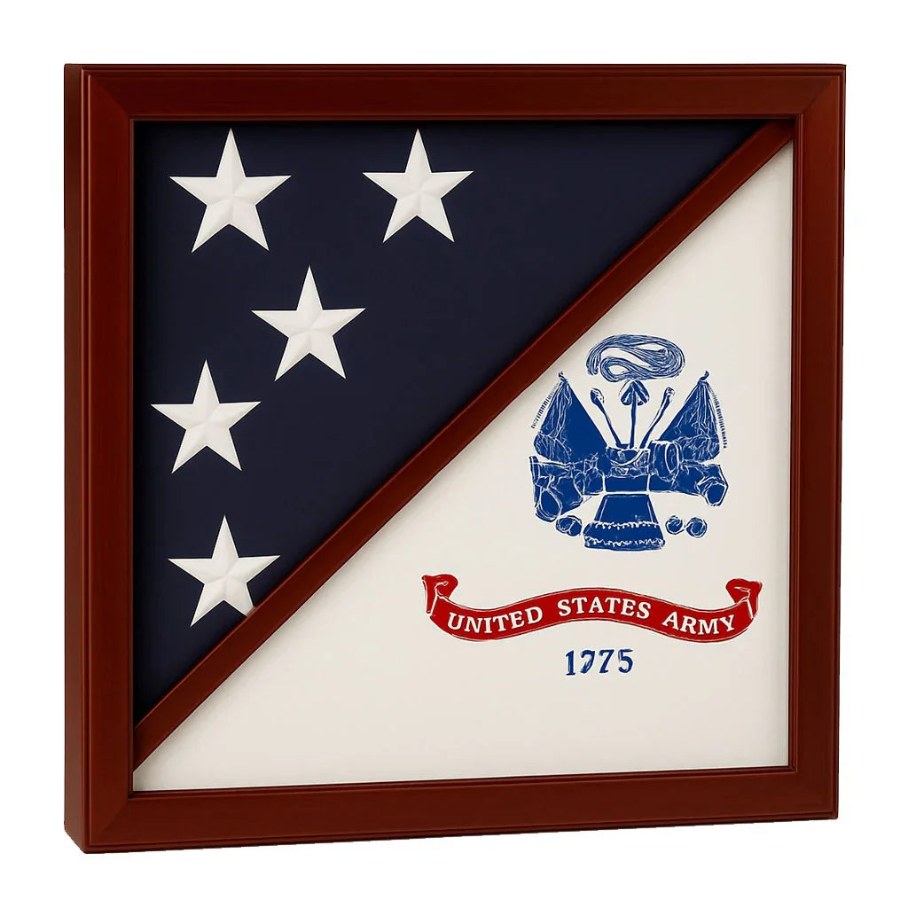 2 Flags Display Case Army and American, Army and American Flag Shadow Box, Dual Flag Display Case Army, Military Flag Display Case for Two Flags, Army Flag and USA Flag Display Case, Two Flag Display Case for Veterans, Army and American Flag Case, Personalized 2 Flag Military Display Case