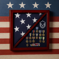 2 flag display case, 2 flag frames , Cherry Flag and Medal Display Case Premium Wood Cherry Flag and Medal Display Case Premium Wood