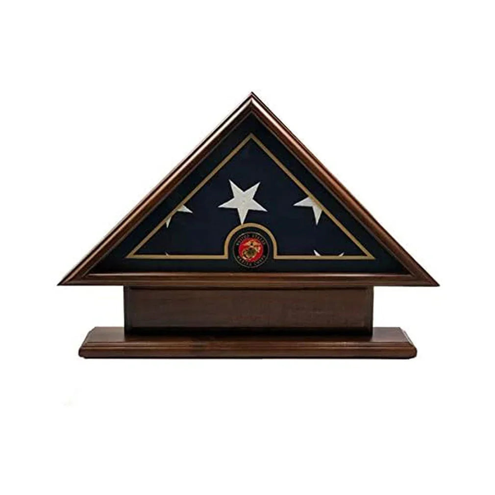 5x9 Marine Corps Flag Display Case, Marine Burial Flag Display Case, 5'x9' Flag Case for Marine Veteran, Solid Wood Flag Display Case for Marines, USMC Veteran Burial Flag Case