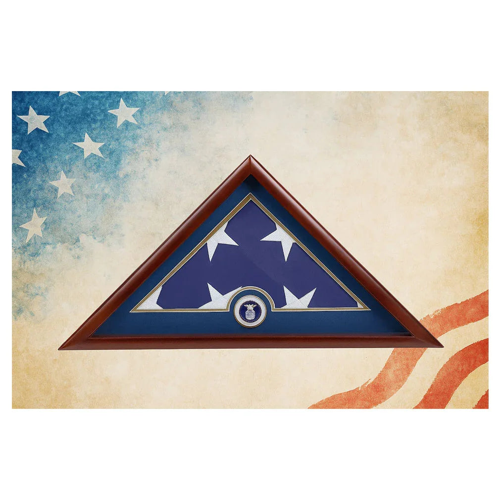 Air Force Flag Display Case, Military Flag Display Case for Air Force, Air Force Retirement Flag Case, US Air Force Flag Shadow Box, Air Force Burial Flag Display Case, Air Force Flag and Medal Display Case, Flag Case for 5x9.5 Burial Flag – Air Force, Personalized Air Force Flag Display Case