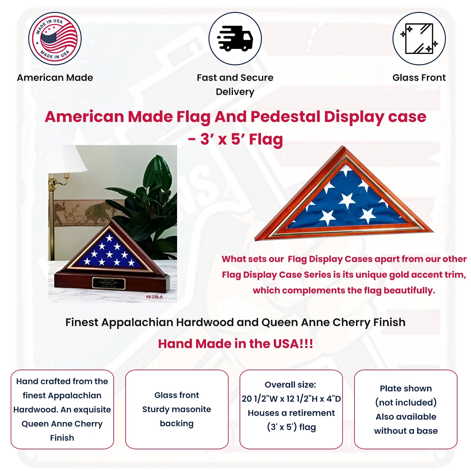 American Made Flag And Pedestal Display case American Made Flag And Pedestal Display case, Flag Cases