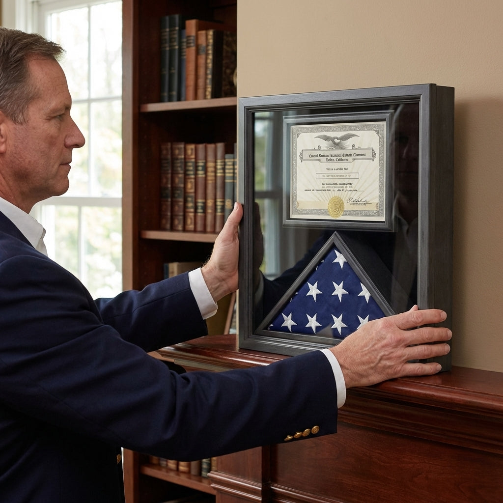 Flag and Certificate Case Black Frame, American Made Flag and Certificate Case Black Frame, American Made Case