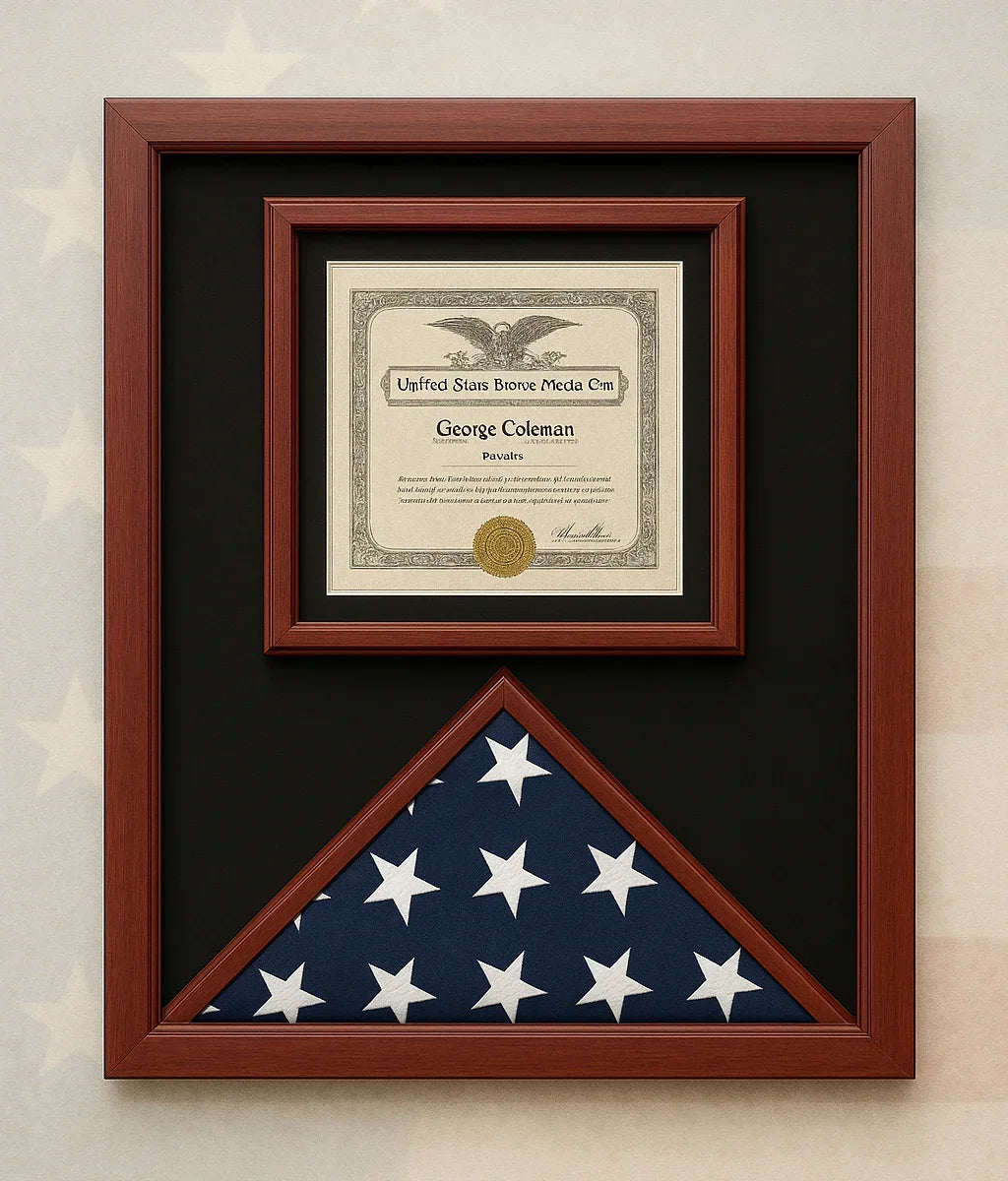 Award flag display case, Military award flag case, Flag and award display box, Veteran award flag shadow box, American flag award display case