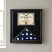 Flag and Certificate Case Black Frame, American Made Flag and Certificate Case Black Frame, American Made Case