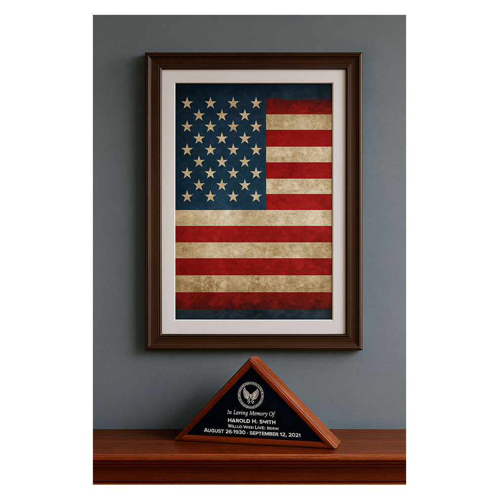 Burial military flag display case shadow box for 5 x 9.5 flag 