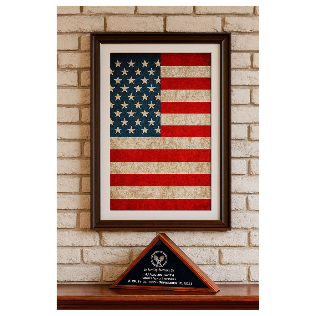 Burial military flag display case shadow box for 5 x 9.5 flag 