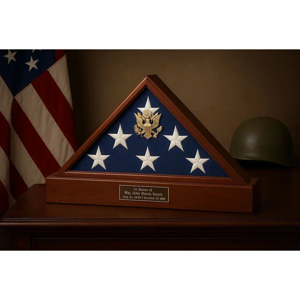 American Burial Flag Box, American Flag Display Case, Burial Flag Display Case, Military Burial Flag Box, Veteran Flag Display Case, Flag Box for Burial Flag, American Flag Shadow Box, Military funeral flag case, American flag box for veterans, Memorial flag case made in USA, Triangular flag display case for folded flag, Patriotic flag display shadow box, Keepsake flag box for fallen heroes, Wall-mountable burial flag display frame